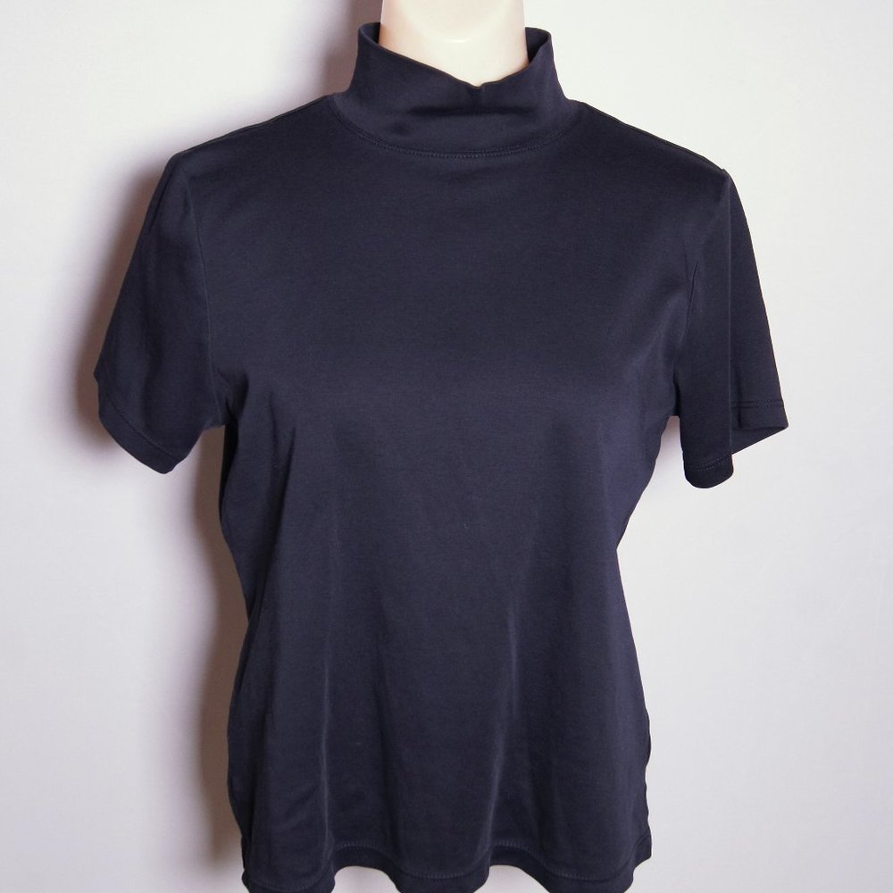 L.L. Bean short sleeve mock neck top, Medium, Black